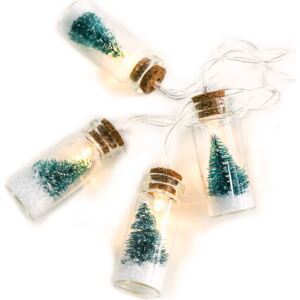 ACA Lighting LED vánoční girlanda - skleničky se zelenými stromečky , teplá bílá, 2x baterie AA, 160 cm