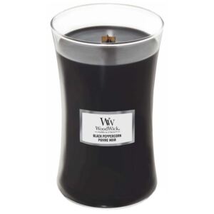 WoodWick - vonná svíčka Black Peppercorn (Černé zrnko pepře) 609g (Směs pepře a zemitých koření, zahalená ve vůni sladké ambry a krémového santálového dřeva.)