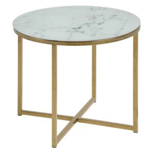 Stylový odkládací stolek Agostino bílá / zlatá chromová