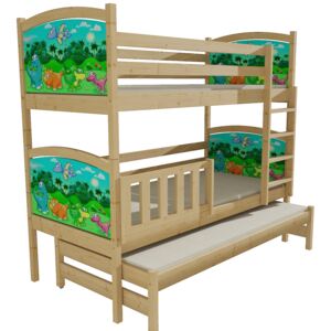 Patrová postel s výsuvnou přistýlkou PPV 005 80 x 180 cm surové dřevo #14 lion 80 cm