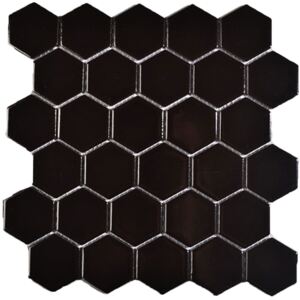 FIN Keramická mozaika černá HEXAGON 5 Černá Mat hexagony 5,1x5,9 (27x28,5) cm - LAMH13317