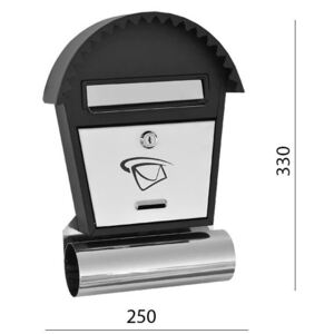 Schránka poštovní (250x350x50mm) nerez / černá, max. formát listu: B6, le