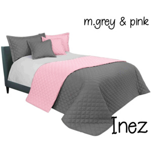 Oboustranný přehoz na postel tmavě šedá/růžová
