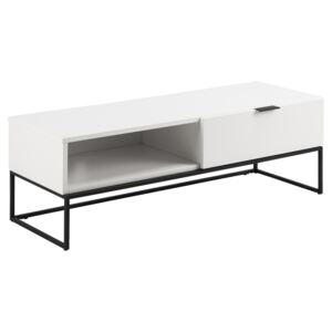 SCANDI Bílý dřevěný TV stolek Kobein 120 x 41,8 cm