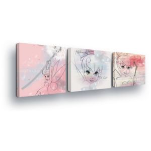 Obraz na plátně - Disney Růžové Víly Trio II 3 x 25x25 cm
