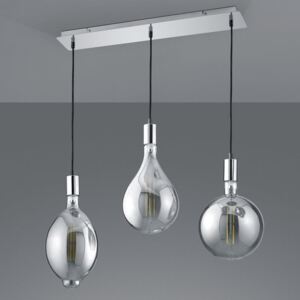 Trio Ginster, závěsné svítidlo s přiznanými LED filament žárovkami, 3x8W LED E27, chrom, šířka 62cm