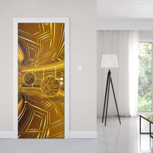 GLIX Fototapeta na dveře - Modern 3D Tech Tunnel Yellow | 91x211 cm