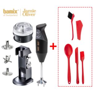 Bamix tyčový mixér Jamie Oliver M200, černý+balíček kuchyňských doplňků zdarma, BFBAMJAMIE