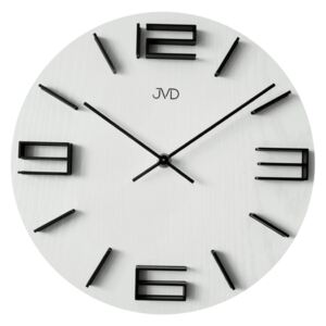 Bílé designové kovové kulaté moderní hodiny JVD HC32.1 s 3D číslicemi (POŠTOVNÉ ZDARMA!!)