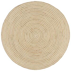Ručně vyrobený koberec z juty se spirálovým potiskem bílý 90 cm