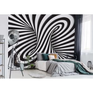 Fototapeta - 3D Black And White Twister Vliesová tapeta - 206x275 cm
