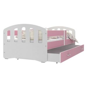 Dětská postel HAPPY barevná, 160x80, bílá/růžová