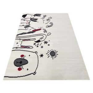 Dětský kusový koberec Soho 09 Plameňák Medvídek bílý Rozměr: 80x150 cm