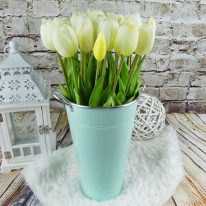 Umělé tulipány latexové krémově bílé, 39 cm- svazek 5 ks
