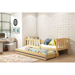 Dětská postel KUBUS 2 + matrace + rošt ZDARMA, 80x190, borovice, grafitová