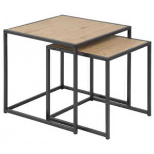 Konferenční stolek Seaford - set 2 kusů (hnědá/černá)