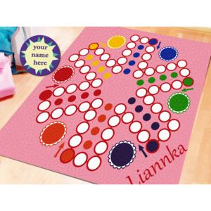 GDmats © GDmats© - dětský hrací koberec s vlastním jménem - člověče nezlob se ! - pink, Rozměr 120 x 120 cm, Druh zakončení Bez obšití, Materiál GD 550 Klasik