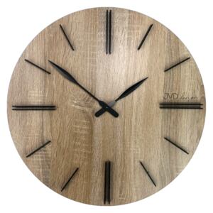 JVD Designové minimalistické hnědé dřevěné hodiny JVD HC38.2 (hodiny o průměru 500mm)