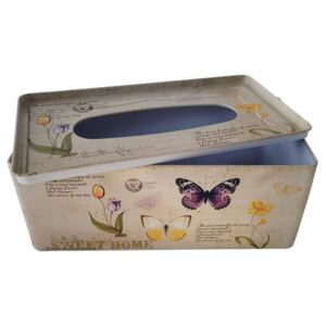 Plechový box na kapesníky Motýli, 24 x 9,5 x 13 cm