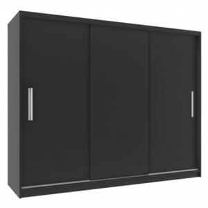 Černá šatní skříň s trojdílnými posuvnými dveřmi - Bez dojezdu