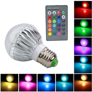 Barevná LED žárovka E27 4W RGB (Žárovka kulatá LED 4W RGB s dálkovým ovladačem)