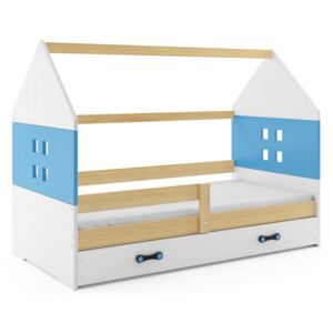Dětská postel MIDO 1 + matrace + rošt ZDARMA, 80x160, borovice, modrá