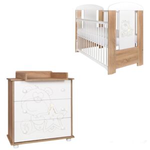 AKCE 2-dílná sada dětského nábytku New Baby Medvídek s hvězdičkou dub