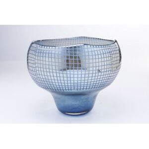 KARE DESIGN Modrá skleněná váza Grid Luster Blue 28cm