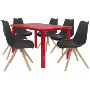 Kvalitní set AMARETO stůl a židle Červená/Černá (1stůl, 6židlí)