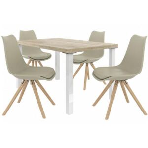 Kvalitní set AMARETO stůl a židle Dub/Khaki (1stůl, 4židle)