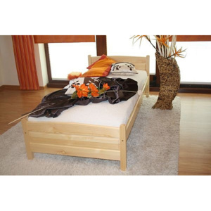 Vyvýšená postel ANGEL + sendvičová matrace MORAVIA + rošt, 90 x 200 cm, přírodní-lak