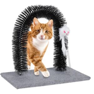 Masážní oblouk pro kočky s myškou 35 x 33 cm | šedý