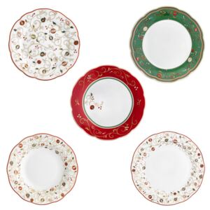 Jídelní 18-ti dílná sada VÁNOČNÍCH talířů Tempo di Desta BRANDANI (barva - porcelán, bílá/červená/zelená)
