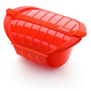 Červená silikonová nádoba na pečení v páře pro 1 - 2 porce Lékué Deep Steam Case