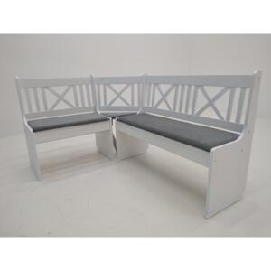 Rohová jídelní lavice bílá/šedá(loca 31)