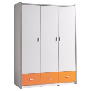 Oranžová dřevěná šatní skříň Vipack Bonny 202 x 140 cm