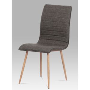 Autronic - Jídelní židle, coffee látka, kovová 4 nohá podnož, 3D dekor dub - HC-368 COF2