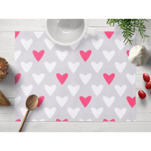 Dětské bavlněné prostírání na stůl Sandra SA-015 Růžové srdce na šedém 30x40 cm