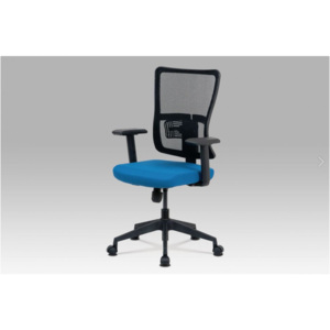 Kancelářská židle na kolečkách FRAME — modrá, s bederní opěrkou a područkami