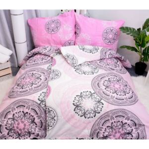 MANDALA pink bavlna 140x200 - 1 x polštář 1 x přikrývka - Růžová