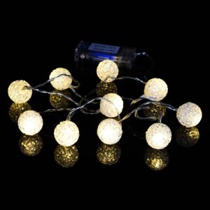 Vánoční řetěz - světelné koule, 10 LED, teple bílé - Nexos D57396