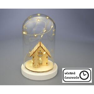 Vánoční svítící dekorace kopule - domek, 10 LED, teple bílá - Nexos D72898