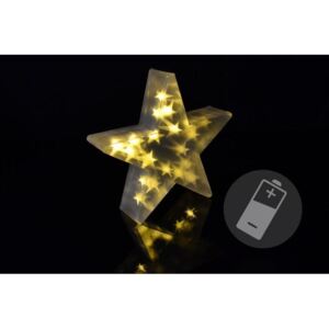 Vánoční hvězda s 3D efektem - 35 cm, 20 LED, teple bílá - OEM D33205