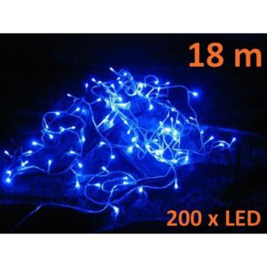 Vánoční LED řetěz - 18 m, 200 LED, modrý - OEM D00809