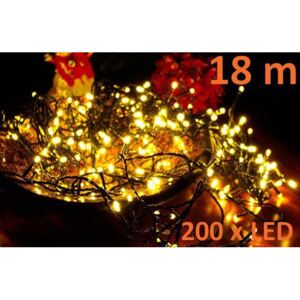 Vánoční LED řetěz - 18 m, 200 LED, teple bílý - OEM D00801