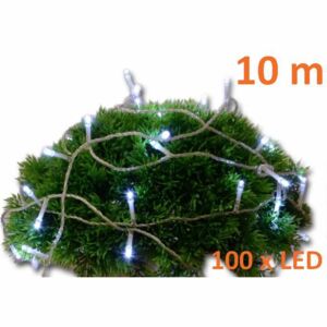 Vánoční LED řetěz - 10 m, 100 diod, studeně bílý - OEM D02138