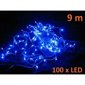 Vánoční LED řetěz - 9 m, 100 LED, modrý - OEM D00802
