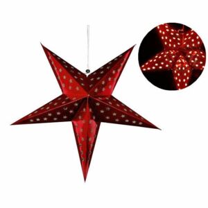 Vánoční hvězda s časovačem 60 cm, 10 LED, červená - OEM D32548