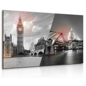 InSmile ® Obraz Černobílá koláž Londýna Velikost: 90x60 cm
