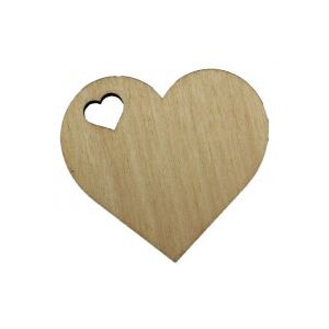 ČistéDrevo Dřevěné srdíčko s vyřezaným srdcem 6 x 5,5 cm